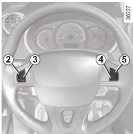 Diagram of a car steering wheel with numbered labels pointing to specific components