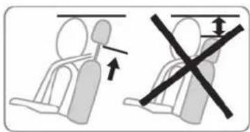 Diagram showing two scenarios of a person's seatbelt: one with a seatbelt and another with a cross symbol indicating absence or prohibition.