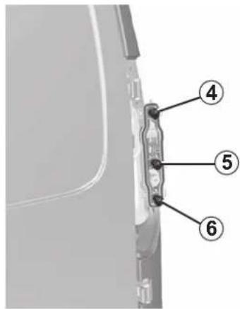 Diagram of a car rear panel with numbered labels pointing to different components