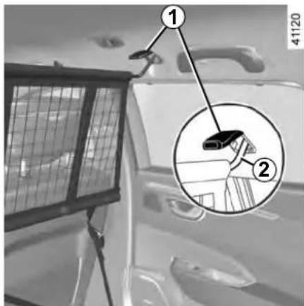 Diagram showing a vehicle interior with labeled parts, including a magnified inset of the dashboard and a numbered annotation.