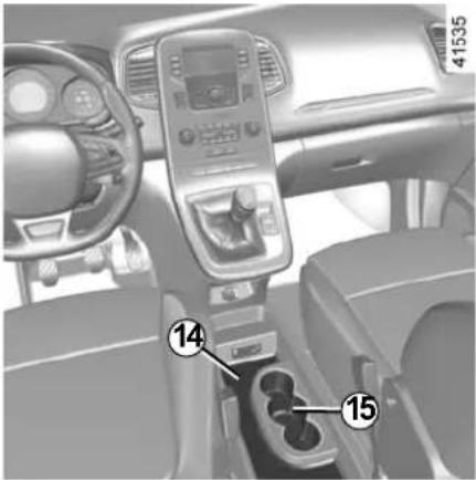 Interior view of a car dashboard with labeled parts including controls and a numbered component