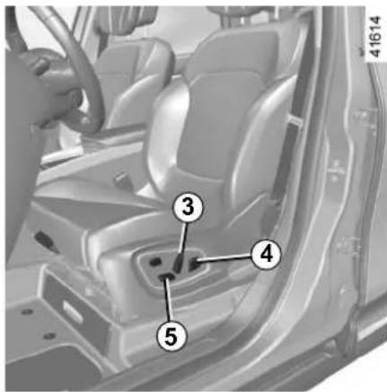 Diagram of car interior with numbered parts labeled 3, 4, and 5 for identification