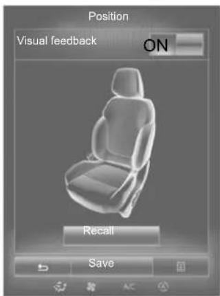Position Visual feedback ON Recall Save