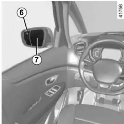 Interior view of a car dashboard with numbered parts labeled 6 and 7