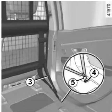 Diagram of a vehicle's rear window with numbered parts and a magnified circular diagram showing internal components.