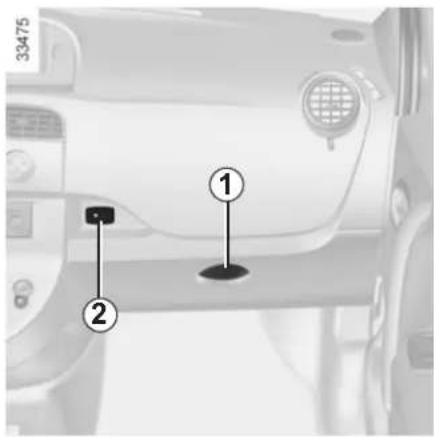 Diagram of a car interior with labeled parts, showing numbered annotations for component identification.