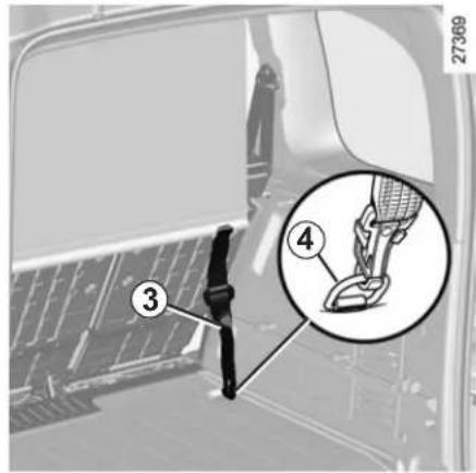 Diagram showing a car interior with labeled parts and an inset close-up of the component, including numbered callouts.