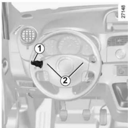 Diagram of a car dashboard with labeled parts, showing numbered components and directional arrows