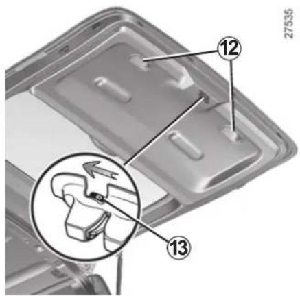 Technical diagram showing mechanical component assembly with numbered parts and a magnified inset highlighting a specific part.