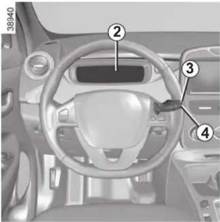 Interior view of a car dashboard with numbered parts for identification