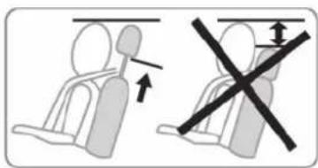 Diagram showing two scenarios of seatbelting: one with a seatbelt and another without, both marked with arrows indicating direction.
