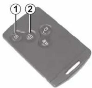 Diagram of a remote control device with labeled buttons and ports, marked with numbers 1 and 2.