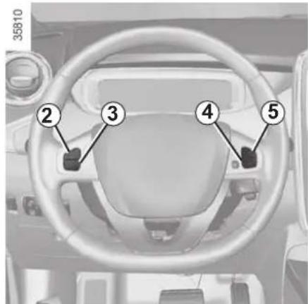 Diagram of a car dashboard with numbered parts labeled 2 to 5 for identification.