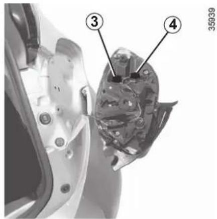 Technical diagram of a car body with numbered annotations pointing to internal components