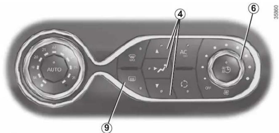 AUTO 21 22 20 19 18 25 35 4 MAX AC OFF OFF 6 35860 ⑨