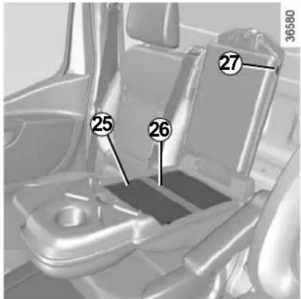 Technical diagram of a vehicle interior with numbered components, likely part of a vehicle or cab seat assembly.