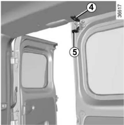 Technical diagram of a vehicle door panel with numbered components and part number 36617 visible
