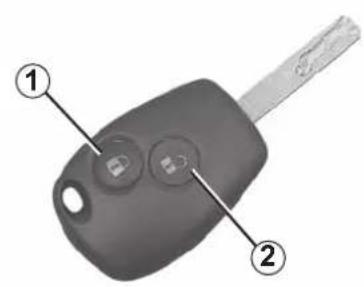 Diagram of a car key with labeled parts, showing two key points and a handle