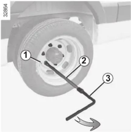 Diagram showing car brake system components with numbered parts and motion indicator