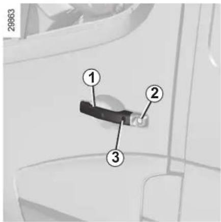 Diagram of a car seatbelt with numbered labels pointing to different parts