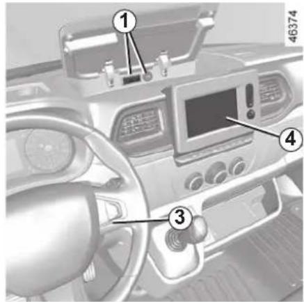 Diagram of a car dashboard with numbered parts for identification and assembly reference