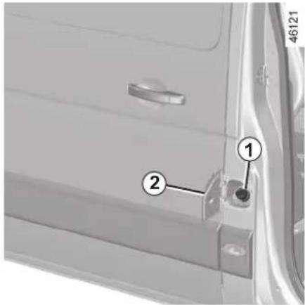 Diagram of a car door panel with numbered annotations pointing to specific parts