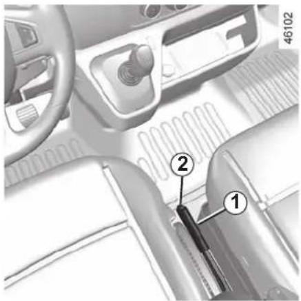 Car interior diagram with numbered annotations pointing to a component, likely for assembly or maintenance reference.