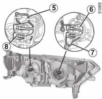 Technical diagram of a mechanical assembly with numbered components and cross-sectional views