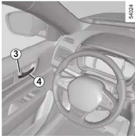 Interior view of a car with numbered parts labeled 3, 4, and 54024