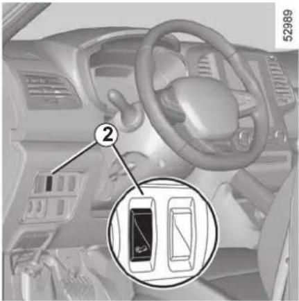 Interior view of a car dashboard with labeled parts and a magnified inset showing two devices.