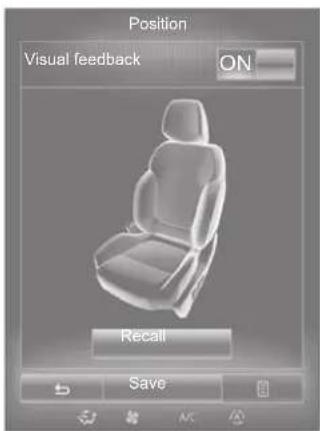 Position Visual feedback ON Recall Save