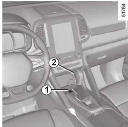 Interior view of a car dashboard with numbered annotations pointing to key components