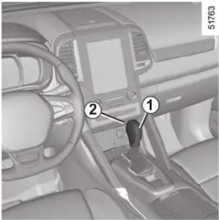 Car interior diagram with numbered annotations pointing to a key component, likely for safety or diagnostic reference.