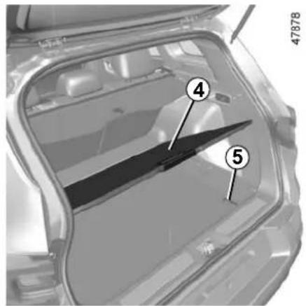Diagram of a car interior with numbered components, likely indicating parts of the door or window.