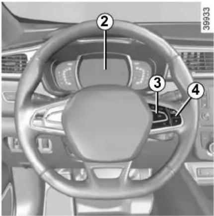 Interior view of a car dashboard with numbered parts labeled 2, 3, and 4
