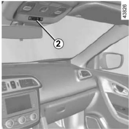 Interior view of a car dashboard with labeled control panel and numbered annotation pointing to the door panel