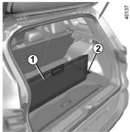 Diagram of a car interior showing two labeled compartments with numbered annotations