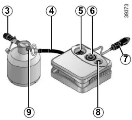 Labeled diagram of a gas collection device with numbered components