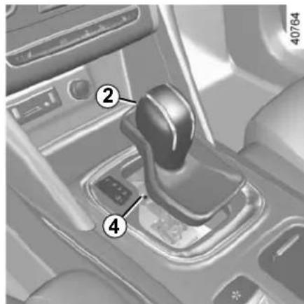 Car interior gear shift lever with numbered component labels