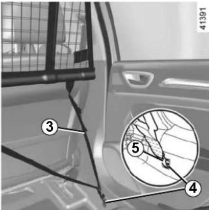 Diagram of a car interior with numbered parts and a magnified circular diagram highlighting a specific area.
