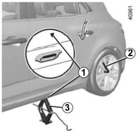 Diagram of a car's rear wheel with labeled parts and a magnified inset showing the blade and adjustment mechanism.
