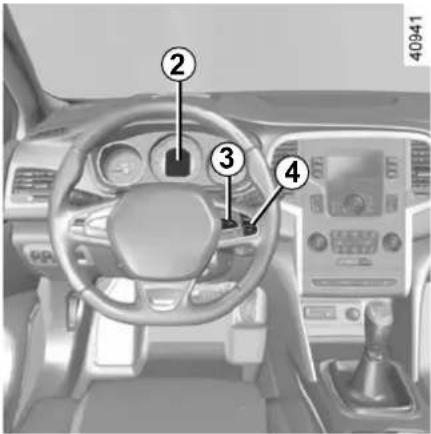 Interior view of a car dashboard with numbered parts for identification