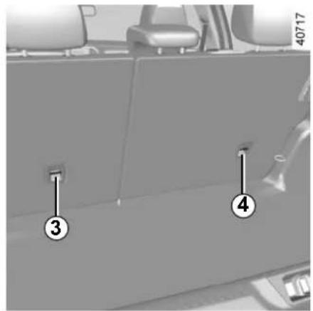 Diagram of a car interior with numbered components, likely indicating parts of the door or seat.