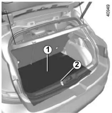 Technical diagram of a car trunk with numbered components, likely for assembly or maintenance reference.