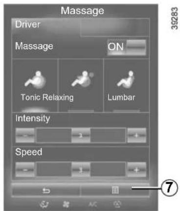 Massage Driver Massage ON Tonic Relaxing Lumbar Intensity Speed ⑦