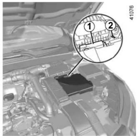 Technical diagram of an engine compartment with numbered component annotations