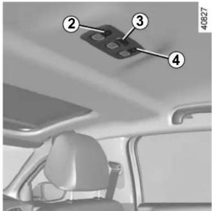 Diagram of car interior with numbered components, likely indicating parts of a vehicle or dashboard assembly.