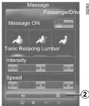 Massage PassengerDrive 39283 Massage ON Tonic Relaxing Lumbar Intensity Speed