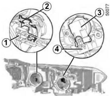 Technical diagram showing mechanical assembly with numbered components and a vehicle chassis below