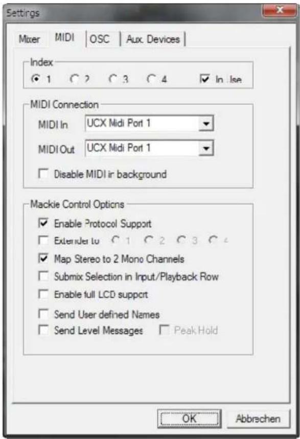 RME Fireface UCX - Mackie Control Options - 1